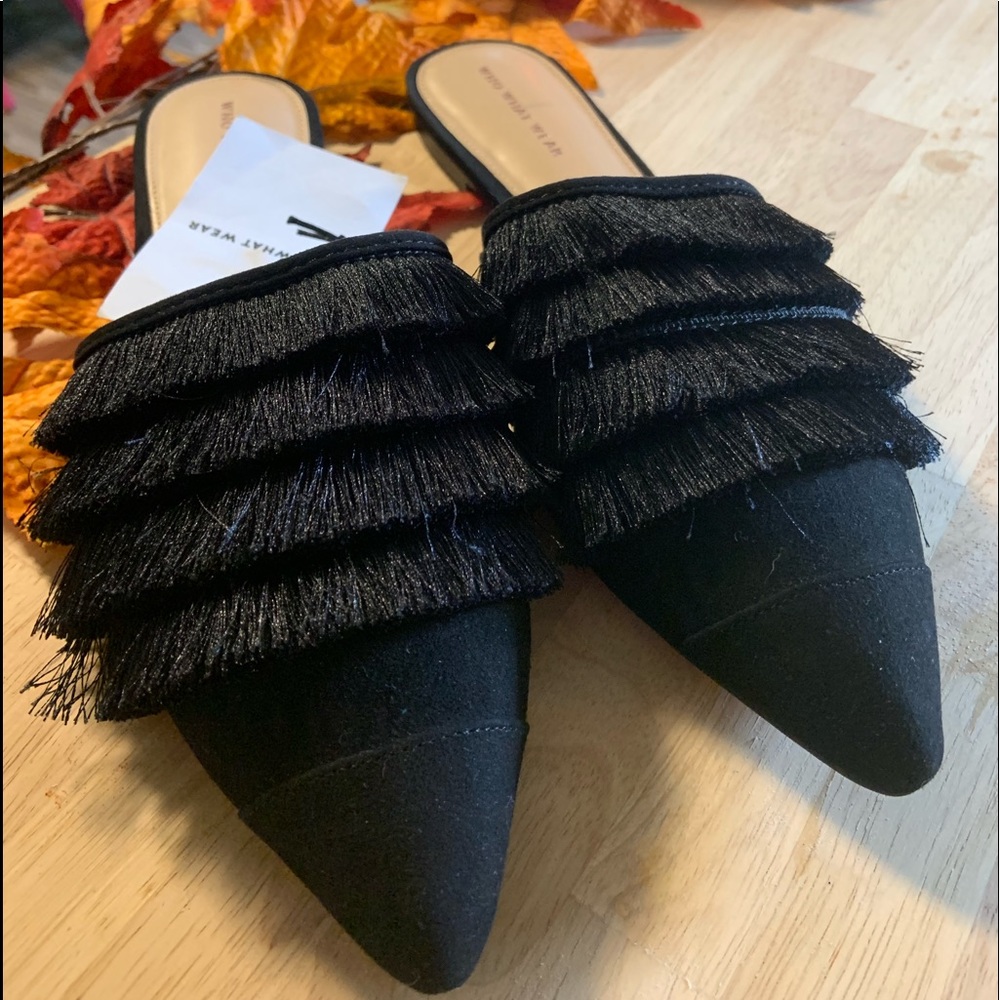 Tassel Black Mules
